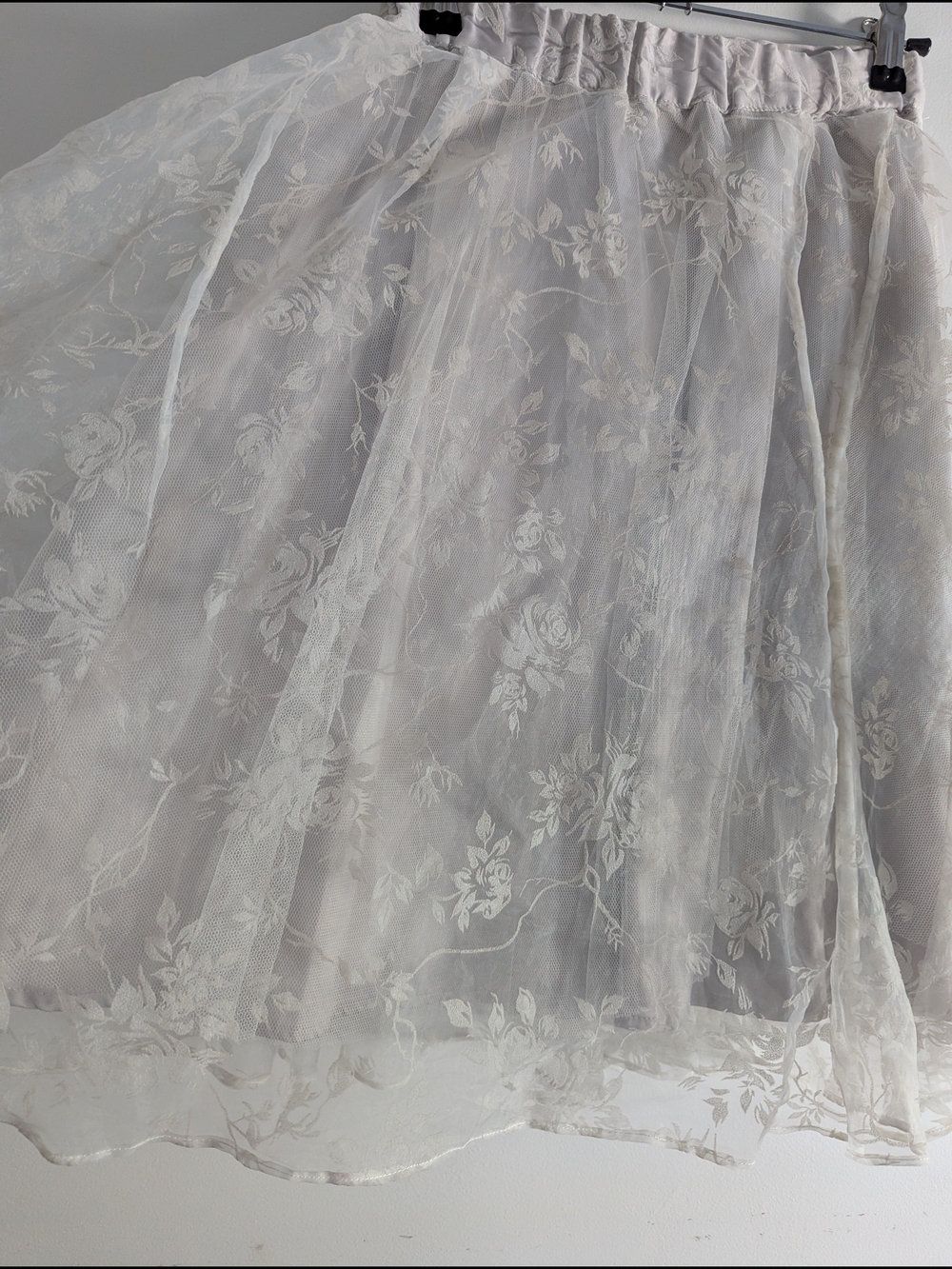Silver Floral Velvet Chiffon Midi Skirt - Picture 3 of 7